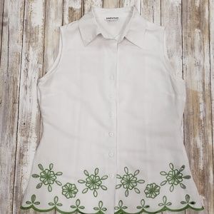 Jennifer Eden Button Down Sleeveless Shirt.